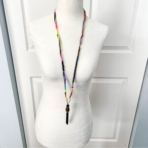 Anna Corinna Neon Buddha Chain Fringe Long Necklace